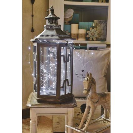 Guirnalda LED para exterior 100 LEDs/15 m IP44 blanco frío