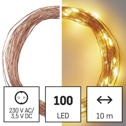 Guirnalda LED para exterior 100xLED/15m IP44 blanco cálido