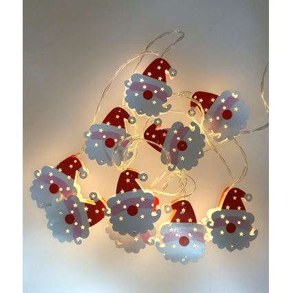 Guirnalda LED para exterior 10xLED/2xAA 1,65 m IP44 blanco cálido Santa