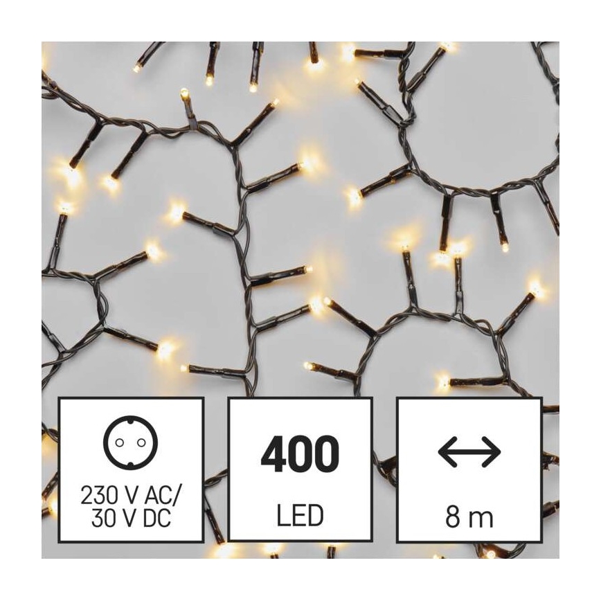 Guirnalda LED para exterior 400 LEDs/13 m IP44 blanco cálido