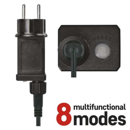 Guirnalda LED para exterior, 600 LEDs, 8 modos, 15 m, IP44, blanco frío