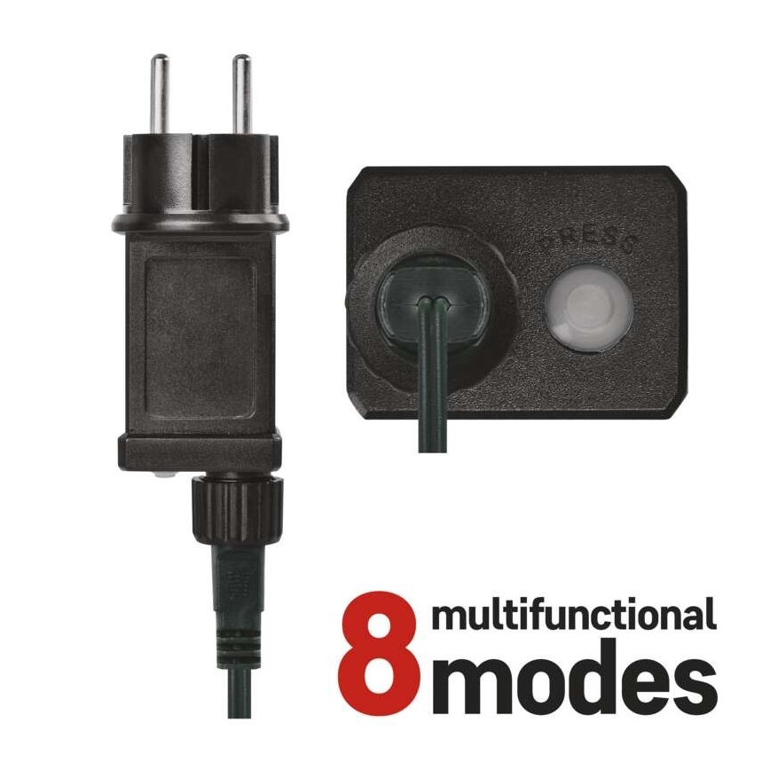 Guirnalda LED para exterior, 600 LEDs, 8 modos, 15 m, IP44, blanco frío