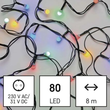 Guirnalda LED para exterior 80 LEDs / 8 funciones, 13 m, multicolor, IP44