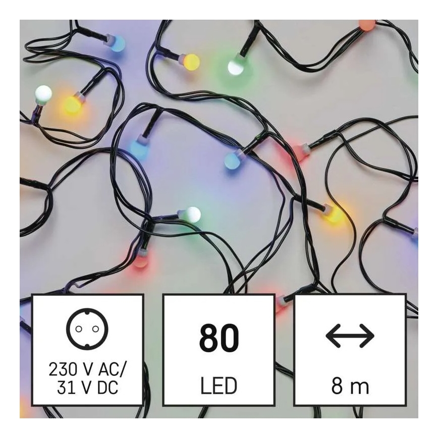 Guirnalda LED para exterior 80 LEDs / 8 funciones, 13 m, multicolor, IP44