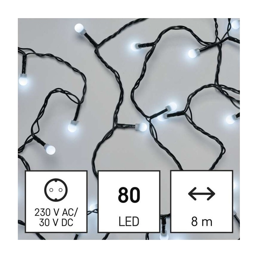 Guirnalda LED para exterior 80xLED/13m IP44 blanco frío