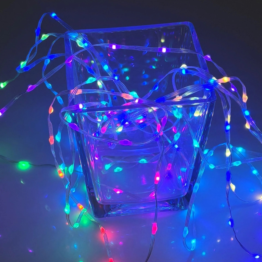 Guirnalda LED RGB / 10W / 5V / 10 m / USB + mando a distancia