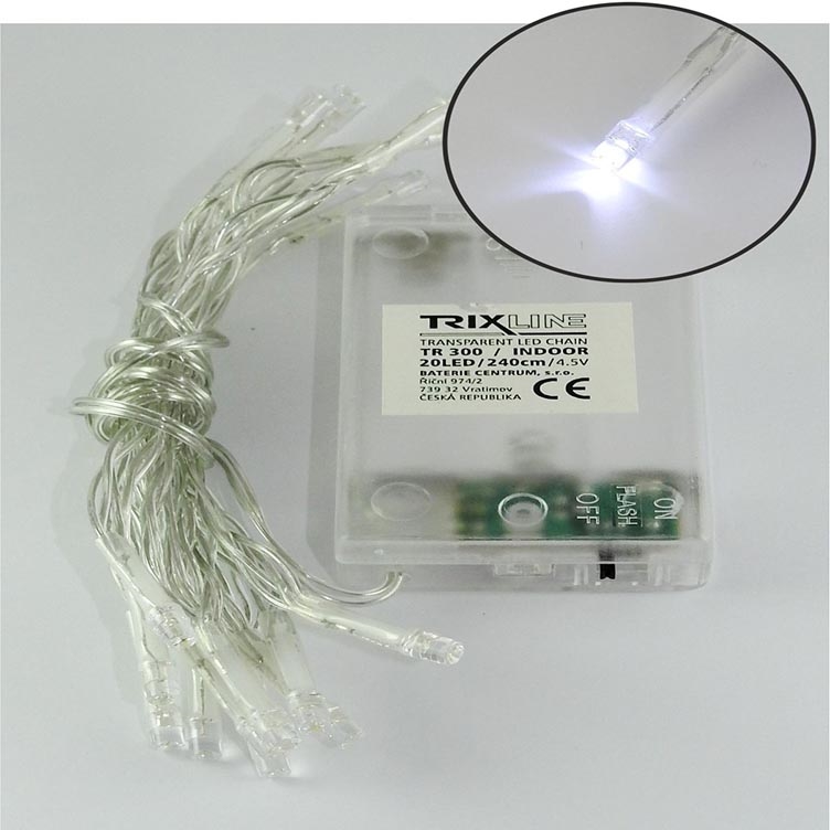 Guirnalda navideña LED 20 LEDs / 2 funciones, 2,4 m blanco frío