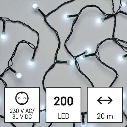 Guirnalda navideña LED 200xLED/8 funciones 20m IP44 blanco frío