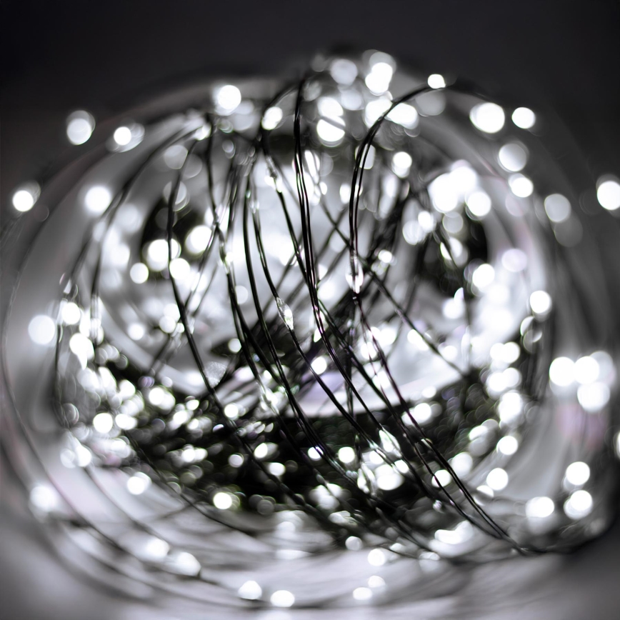 Guirnalda navideña LED para exterior 1500 LEDs/230 V 8 funciones 153 m IP44 blanco frío + mando a distancia