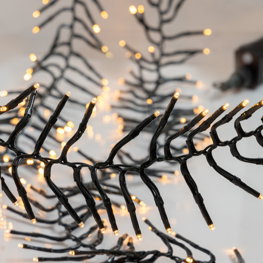 Guirnalda navideña LED para exterior CLUSTER — 1512 LEDs, 8 funciones, 17 m, IP44, blanco cálido