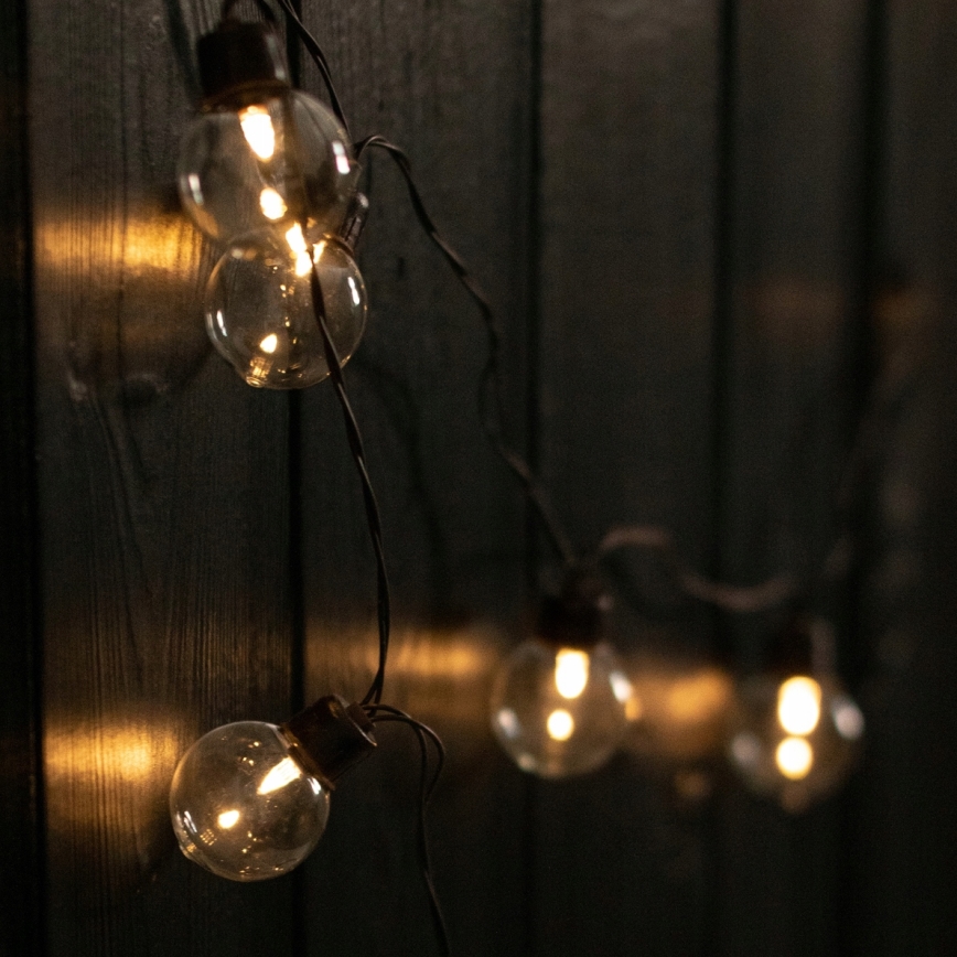 Guirnalda solar decorativa LED, 20 LEDs, 8 funciones, 500 mAh, 7,6 m, IP67, blanco cálido