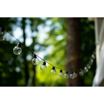 Guirnalda solar decorativa LED, 20 LEDs, 8 funciones, 500 mAh, 7,6 m, IP67, blanco cálido