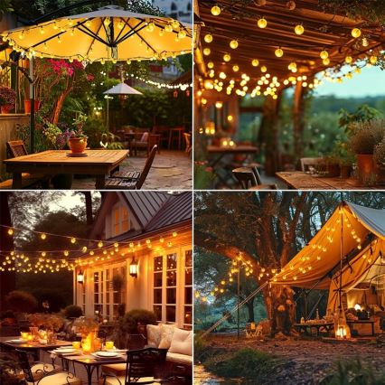 Guirnalda solar decorativa LED 30xLED/8 funciones 500 mAh 6,5 m IP67 blanco cálido