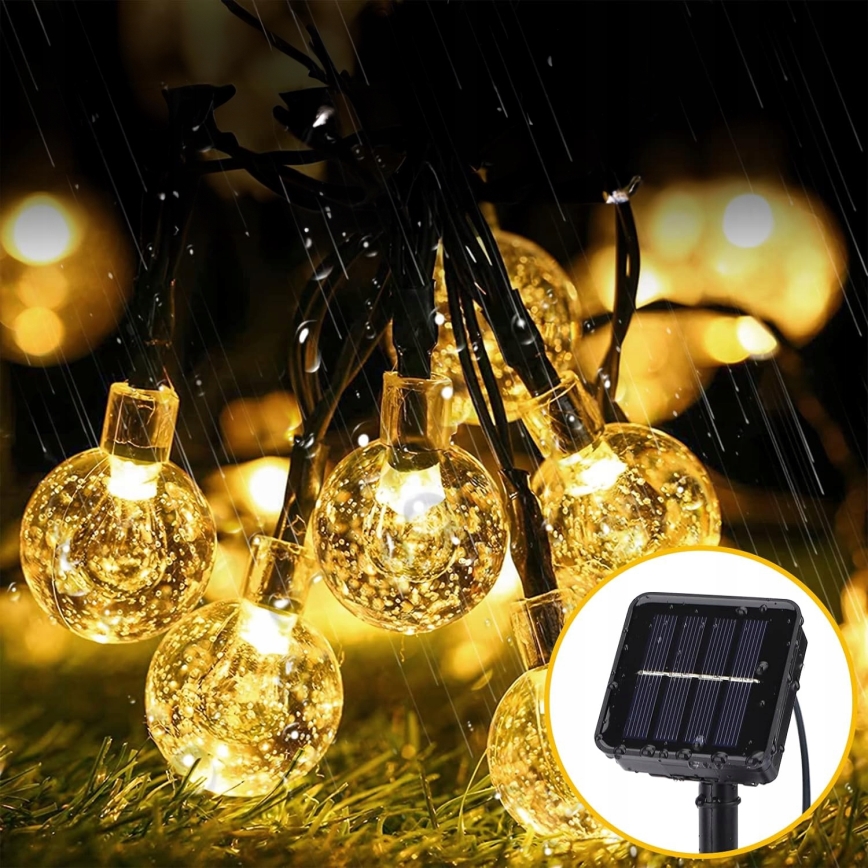 Guirnalda solar decorativa LED 30xLED/8 funciones 500 mAh 6,5 m IP67 blanco cálido