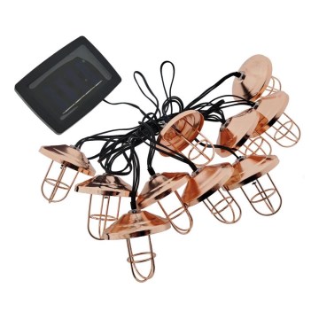 Guirnalda solar LED 10 LEDs, 1,2 V, 300 mAh, 3,8 m, IP44, color cobre