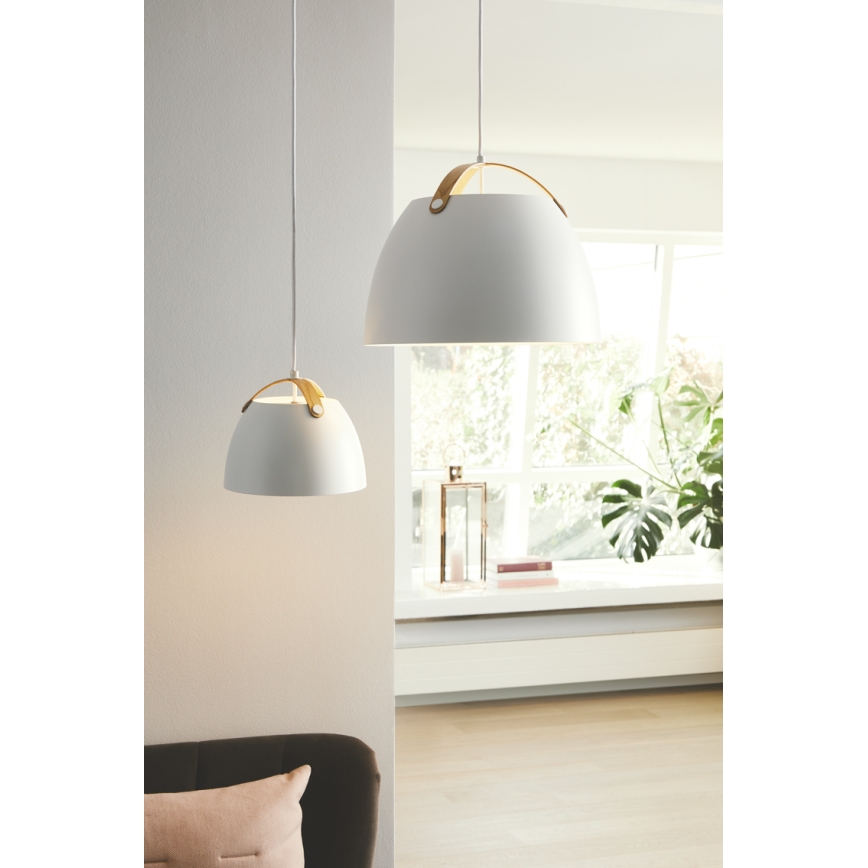 Halo Design 734870 - Lámpara colgante con cable OSLO 1xE27/40W/230V Ø 40 cm blanco/roble