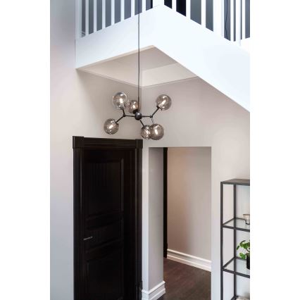 Halo Design 738823 - Lámpara colgante ATOM con cable 6xG9/28W/230V, diámetro 57 cm, negro/ahumado