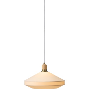 Halo Design 744206 - Lámpara colgante con cable PARIS 1xE27/60W/230V diámetro 40 cm crema/latón/roble