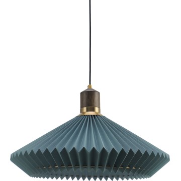 Halo Design 744275 - Lámpara colgante PARIS con cable 1xE27/60W/230V diámetro 56 cm azul/latón/roble