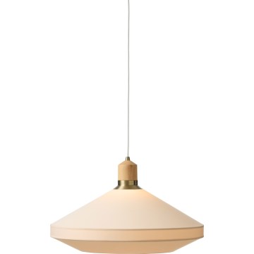 Halo Design 744305 - Lámpara de suspensión con cable PARIS 1xE27/40W/230V Ø 56 cm crema/latón/roble