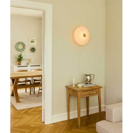 Halo Design 745104 - Aplique de pared PARIS 1xE27/40W/230V Ø 40 cm blanco/latón/roble