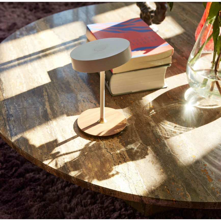 Halo Design 745760 - Lámpara de mesa recargable LED regulable ON THE MOVE LED/2,5W/4000 mAh blanco/madera