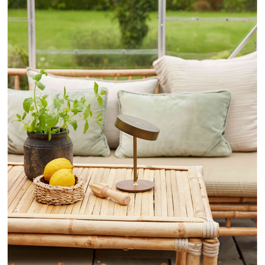 Halo Design 745784 - Lámpara de mesa recargable y regulable LED ON THE MOVE LED/2,5W/4000 mAh latón/madera