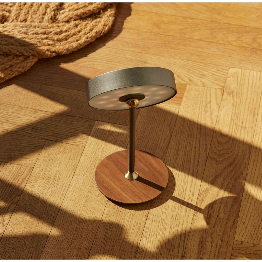 Halo Design 745791 - Lámpara de mesa recargable LED regulable ON THE MOVE LED/2,5W/4000 mAh gris/madera