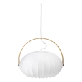 Halo Design 746347 - Lámpara colgante suspendida por cable DC 1xE27/40W/230V, diámetro 40 cm, blanco/roble