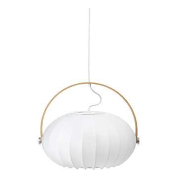 Halo Design 746347 - Lámpara colgante suspendida por cable DC 1xE27/40W/230V, diámetro 40 cm, blanco/roble