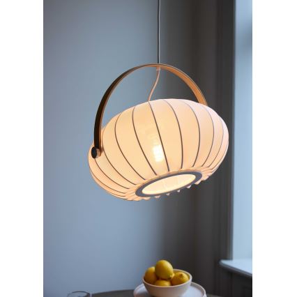 Halo Design 746347 - Lámpara colgante suspendida por cable DC 1xE27/40W/230V, diámetro 40 cm, blanco/roble