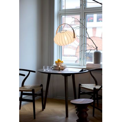 Halo Design 746347 - Lámpara colgante suspendida por cable DC 1xE27/40W/230V, diámetro 40 cm, blanco/roble