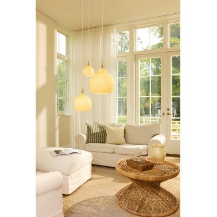 Halo Design 748075 - Lámpara colgante con cable TOSCANA 1xE27/40W/230V Ø 36 cm beige/latón