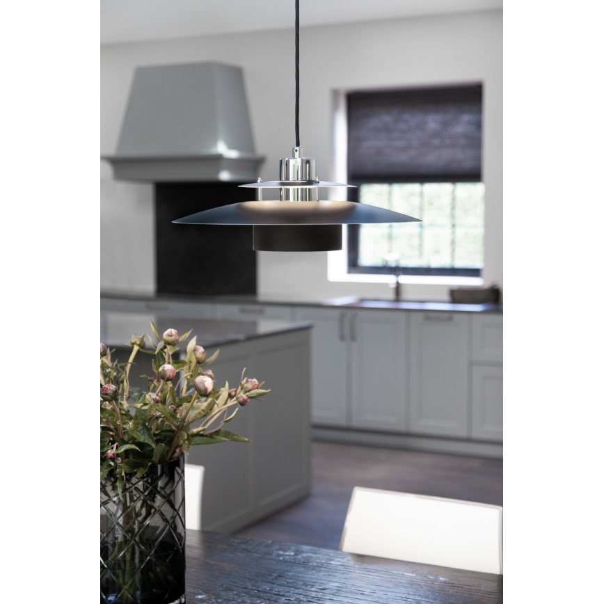 Halo Design 990259 - Lámpara colgante SORUP con cable 1xE27/40W/230V Ø 40 cm negro/cromo brillante