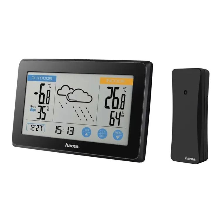 Hama - Estacion meteorologica con pantalla LCD a color 3xAAA/2xAAA  negro