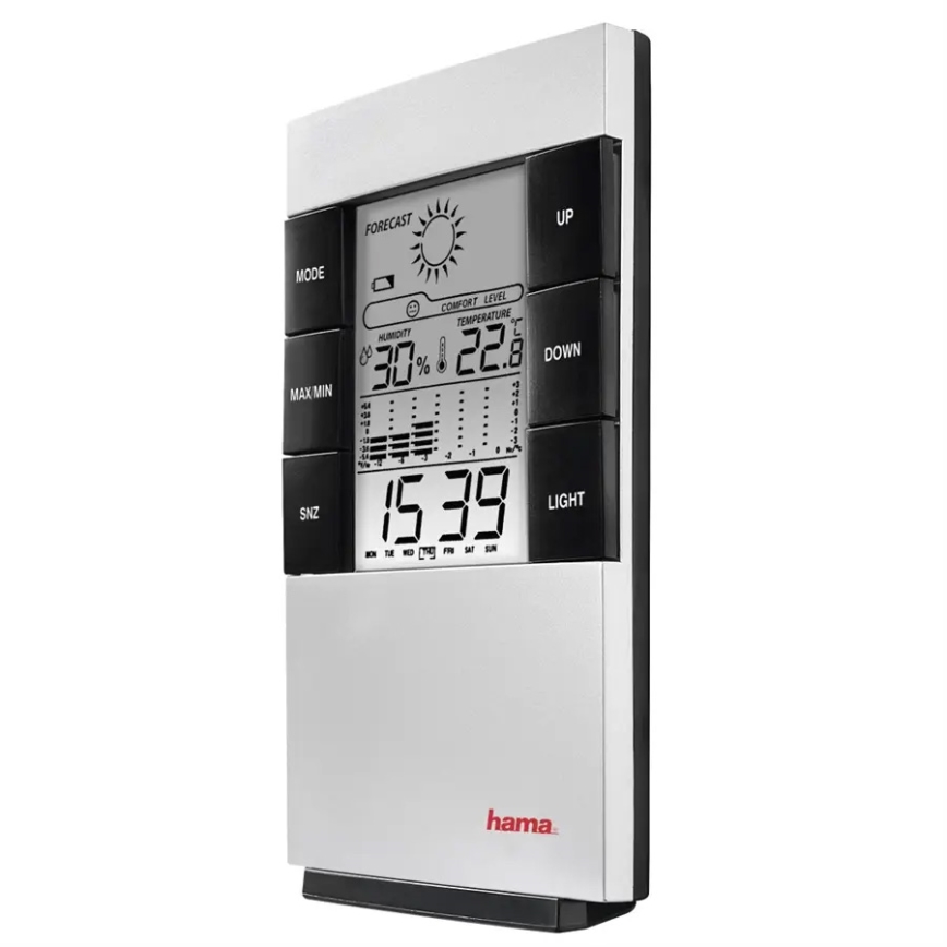 Hama - Estación meteorológica con pantalla LCD y alarma 2xAAA