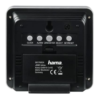 Hama - Estacion meteorologica con pantalla LCD y despertador 2xAA + 2xAA negro/gris