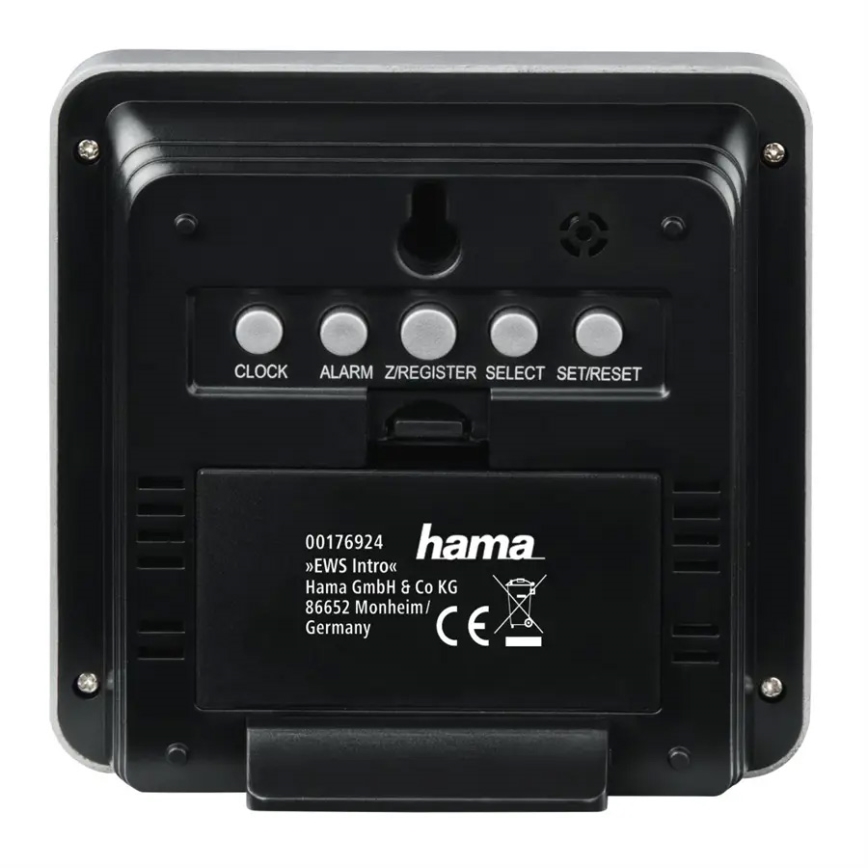 Hama - Estacion meteorologica con pantalla LCD y despertador 2xAA + 2xAA negro/gris