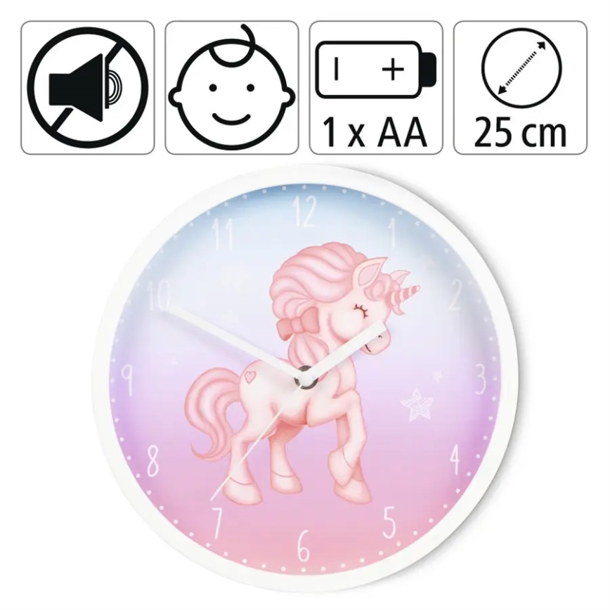 Hama - Reloj de pared infantil 1xAA unicornio