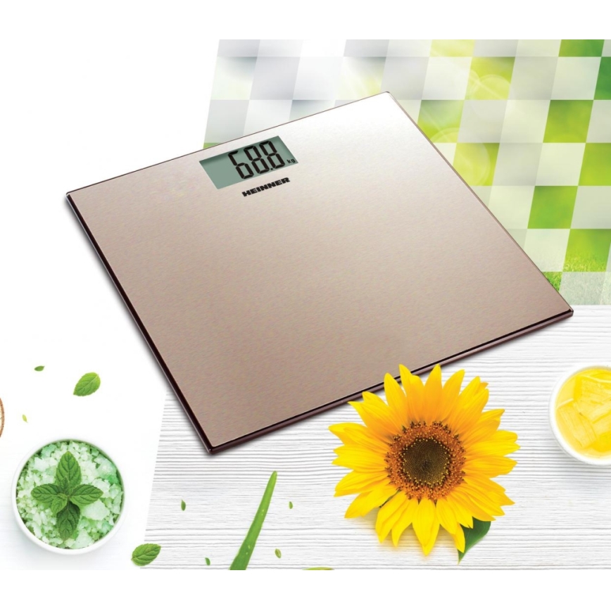 Heinner HBS-180SSGD - Báscula personal digital 2xAAA acero inoxidable