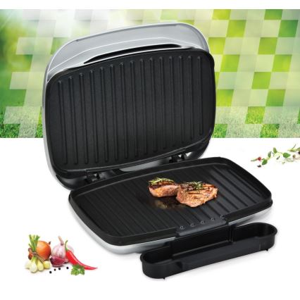Heinner HEG-F1000SL - Grill de contacto 1000W/230V cromo mate/negro