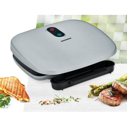 Heinner HEG-F1000SL - Grill de contacto 1000W/230V cromo mate/negro