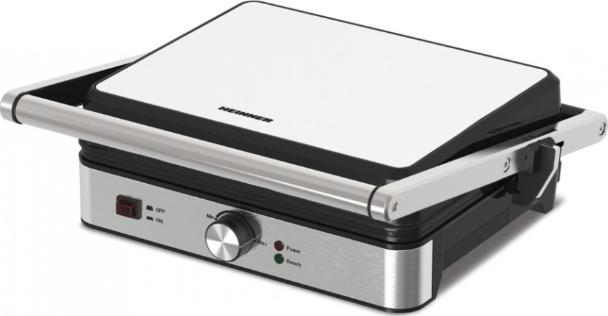 Heinner HEG-K2000SS - Parrilla de contacto 2000W/230V cromado mate/negro