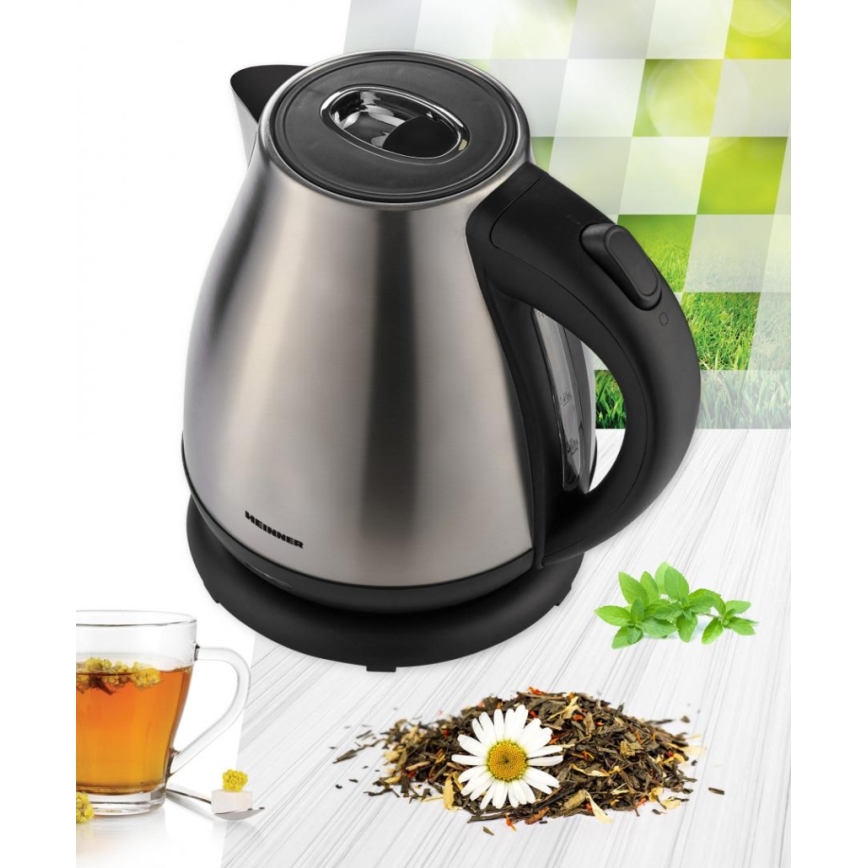 Heinner HEK-17IX - Hervidor eléctrico 1,7 l 2200W/230V cromo mate/negro