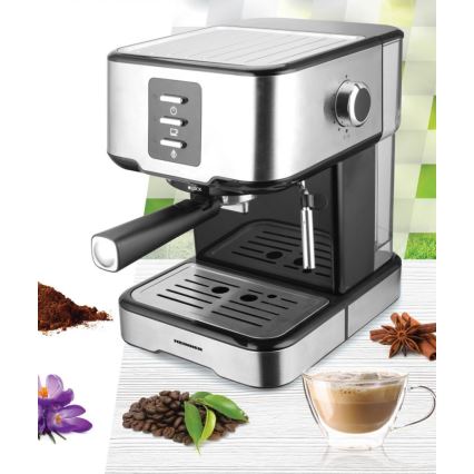 Heinner HEM-850IXBK - Cafetera espresso de palanca 850 W/230 V acero inoxidable/negro