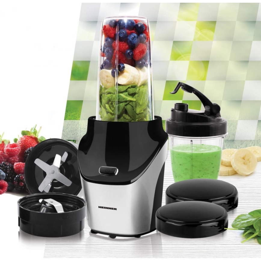 Heinner HSB-T1000SS - Batidora Nutri Smoothie 1000 W/230 V cromo mate/negro
