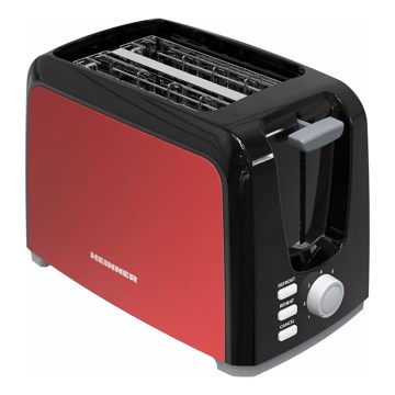Heinner HTP-700BKRD - Tostadora de 2 ranuras 700W/230V rojo/cromo mate