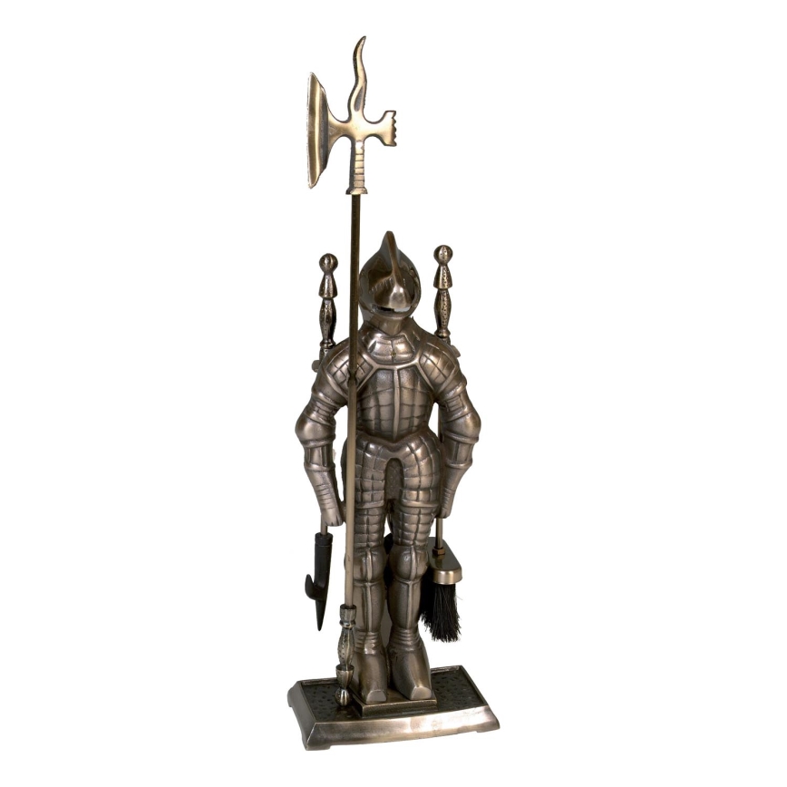 Herramientas de hierro fundido para chimenea 4 pz caballero latón