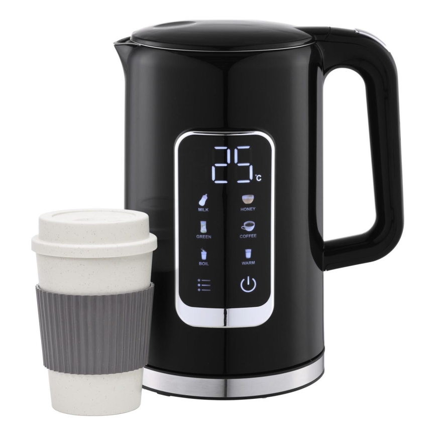 Hervidor con pantalla LCD 1,7 l 2200W/230V negro + taza de viaje 450 ml