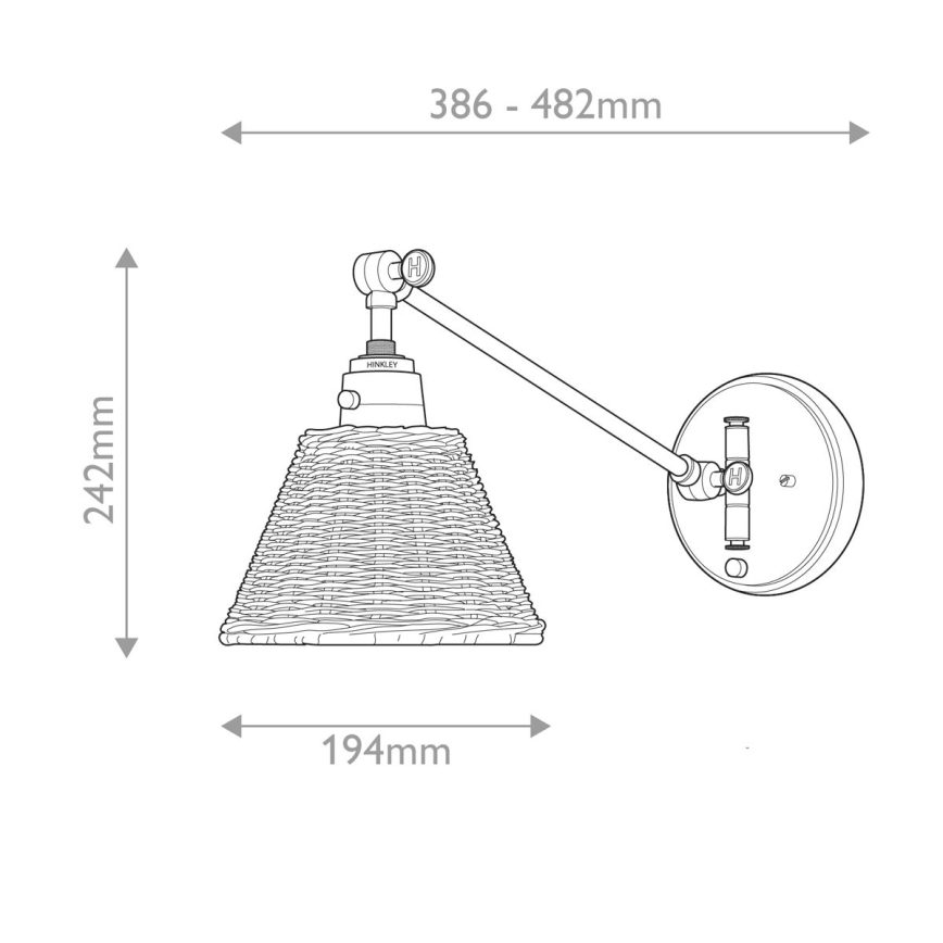 Hinkley - Aplique de pared tipo foco ARTI 1xE27/60W/230V, negro